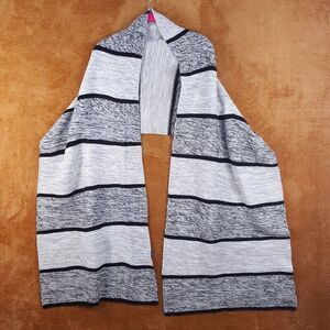 COLE HAAN Scarf Gray Stripe Heavy Knit Acrylic Winter Rectangle 96x19